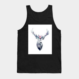 Pointillism (dotty) Deer with flower crown Tank Top